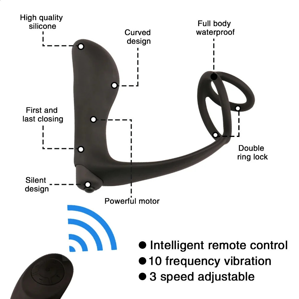 Male Prostate Massager Vibrator Silicone Penis Ring Delayed Ejaculation Butt Plug Anal Masturbator Sex Toys for Man Gay Couple 241105