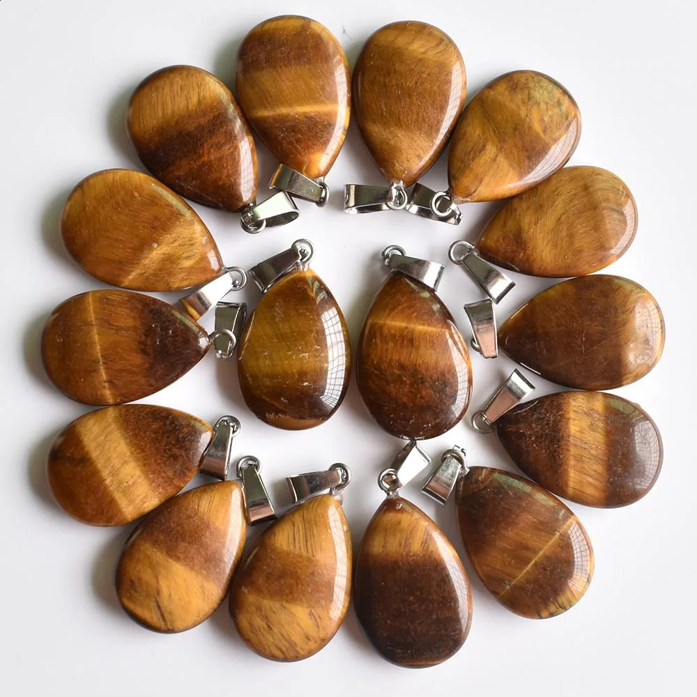 Wholesale 50pcslot trendy sell natural stone water drop shape pendants charms for Necklaces making 241105