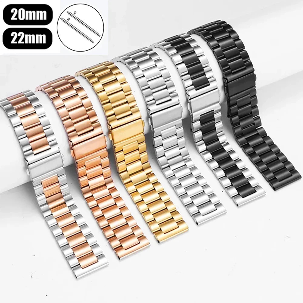 Stainless Steel band Galaxy watch 7FE65 pro4Classic 20mm 22mm metal bracelet amazfit GTSGTR432emini strap 241105