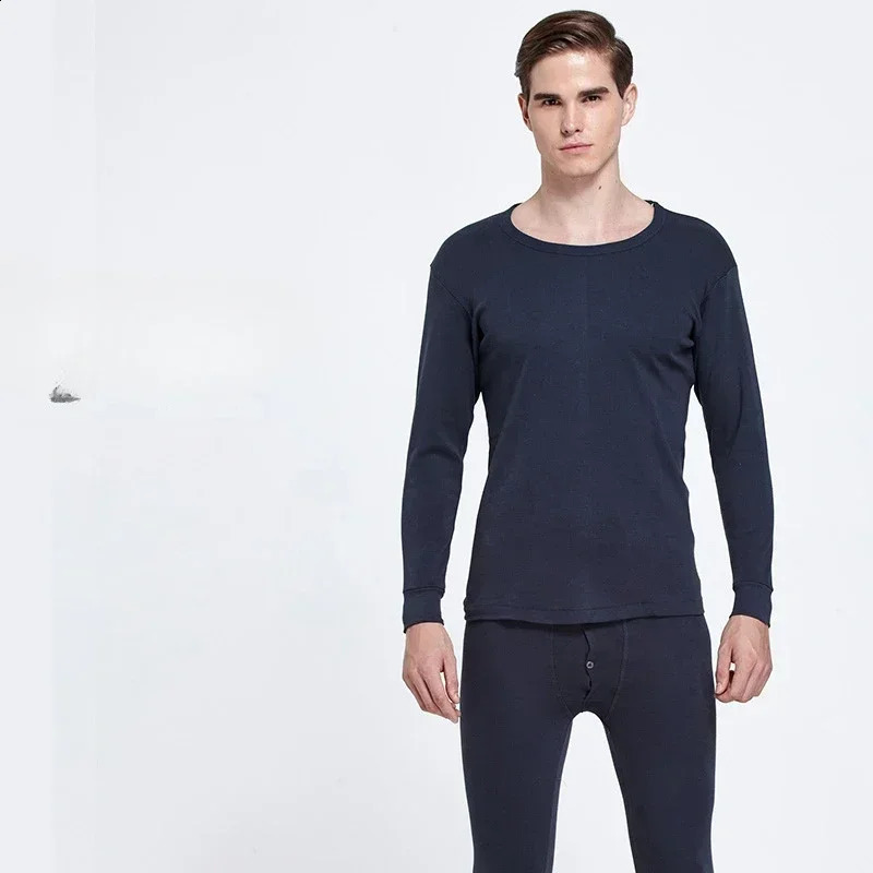 Autumn Winter Mens Pure Cotton Warm Underwear Suit Fashion Thermal Underwear Shirt Basic Cotton Underwear Mens Warm Set 241105