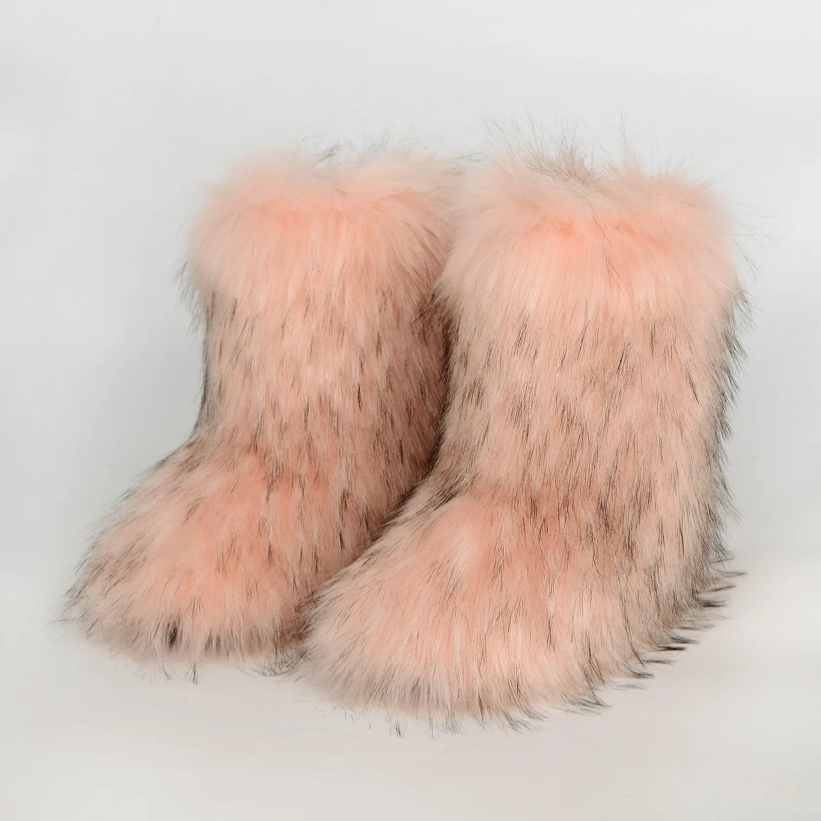 Fur boots y2k ladies wear warm and non-slip cross-border long-haired fur raccoon fur winter snow boots. 241104