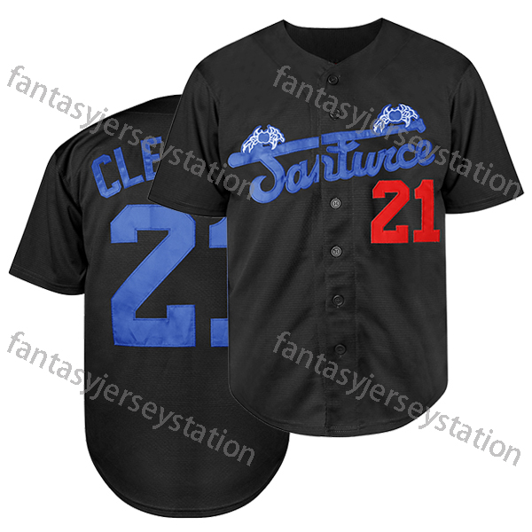 Men's #21 Gray Embroidered Baseball Jersey CLEMENTE Polyester Top, V-Neck, Knit Fabric, Loose Fit, Sports Style for Training, Team Sports, Party,