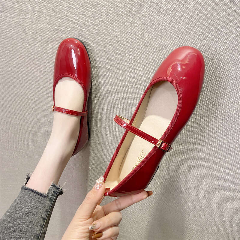 French Style Mary Jane Single For Women In Spring And Summer 2024, New Soled Soft Leather Shallow Mouth Round Toe Flat Shoes
