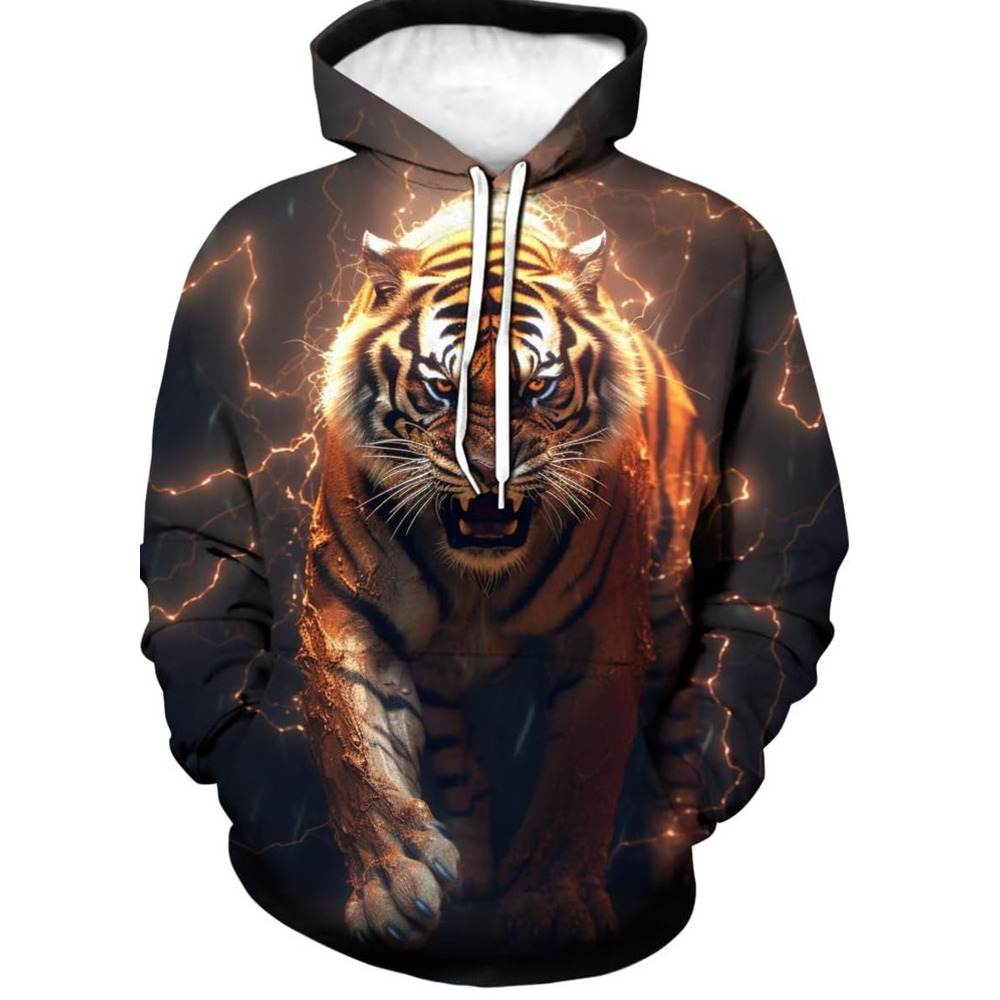 Hoodie for Mens cool Novelty Sweatshirt Tiger Graphic Fashion Pullover Hoodie Graphic Hoodies sweatshirt Fashionable and cool