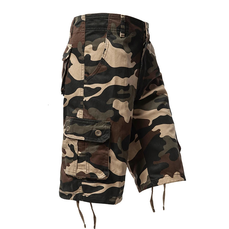 Camo Shorts Men Camouflage Cargo Short Pants Loose Casual Outdoor Sports Half Side Pocket Hiking 240322