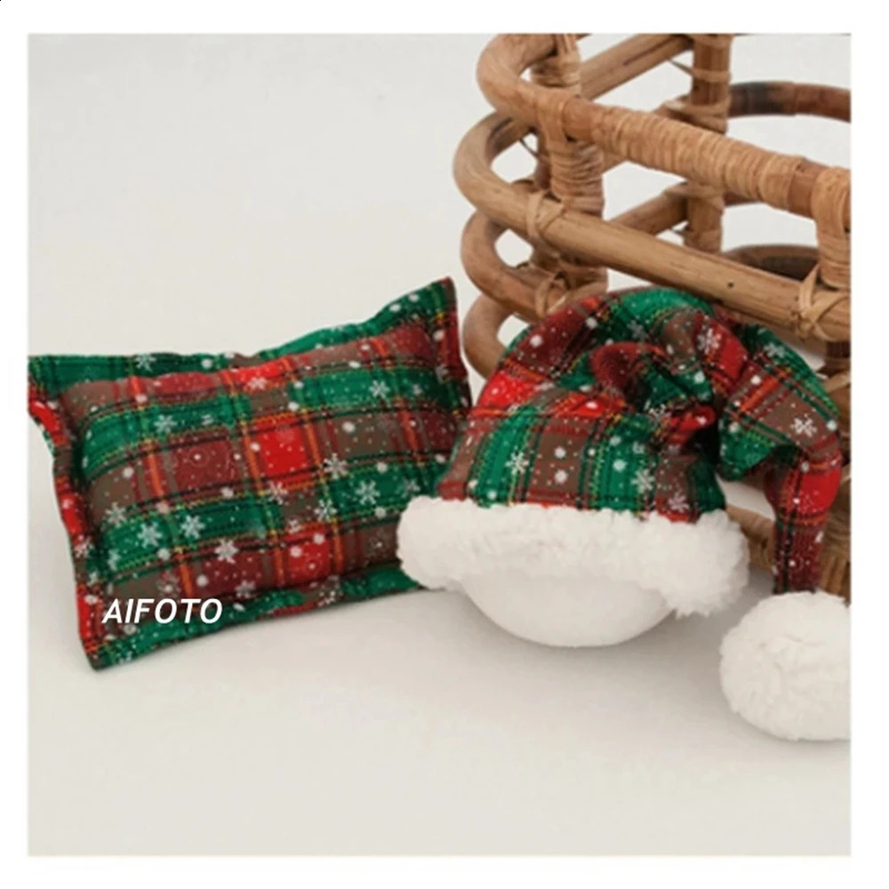 Baby Christmas hat reindeer born pography props accessories packaging pillow set girl boy po studio decoration 241105
