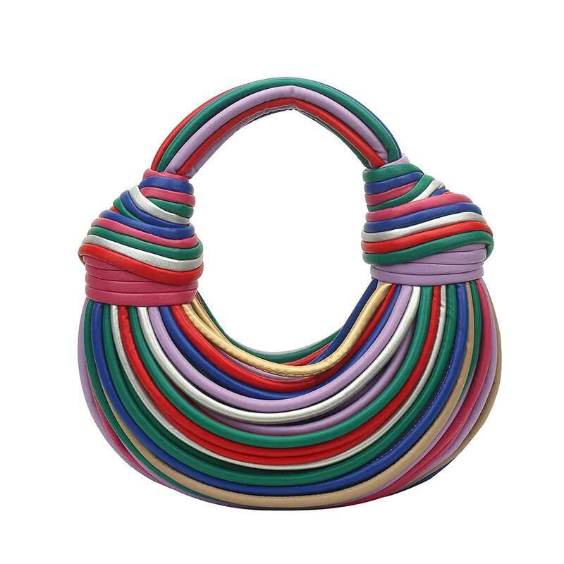 New Colourful Rainbow Noodles Shaped Designer Women Lady Handbag Underarm Bag Woman Totes Purses Clutch Party Dinner Bags