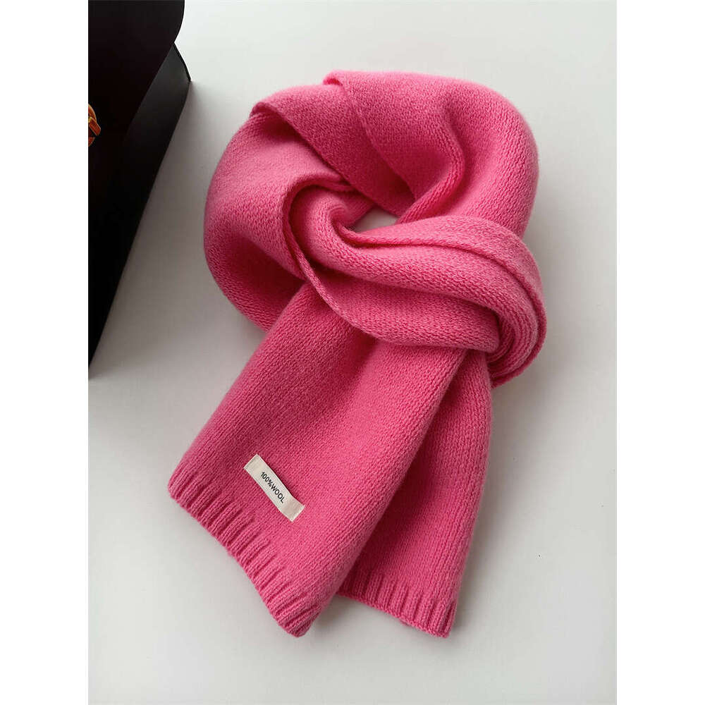 Selected Australian Pure Wool Scarf New Solid Color Versatile Men's and Women's Winter Warm Knitted Neck