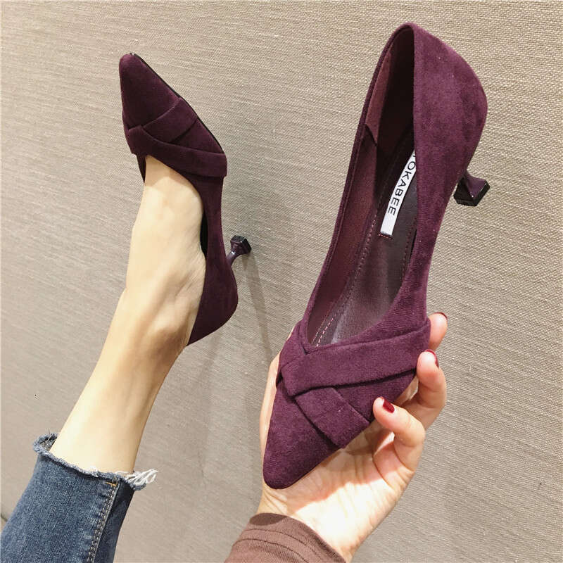 2023 Spring New Fashionable Versatile Pointed Shallow Mouth Fine Custom Women's 6Cm High Heels Work Interview Shoes