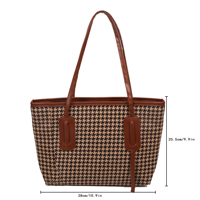 Designer's Autumn/Winter New Women's Large Capacity Handbag Korean Edition Fashion Thousand Bird Grid Casual Shoulder Bag