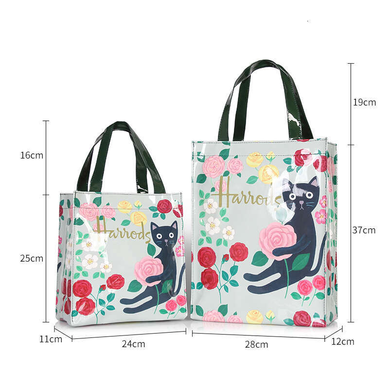 Designer Bag London Style PVC Reusable Shopping Purses Large Eco Friendly Flower Women's Tote Shopper Bag Summer Waterproof Beach Handbag