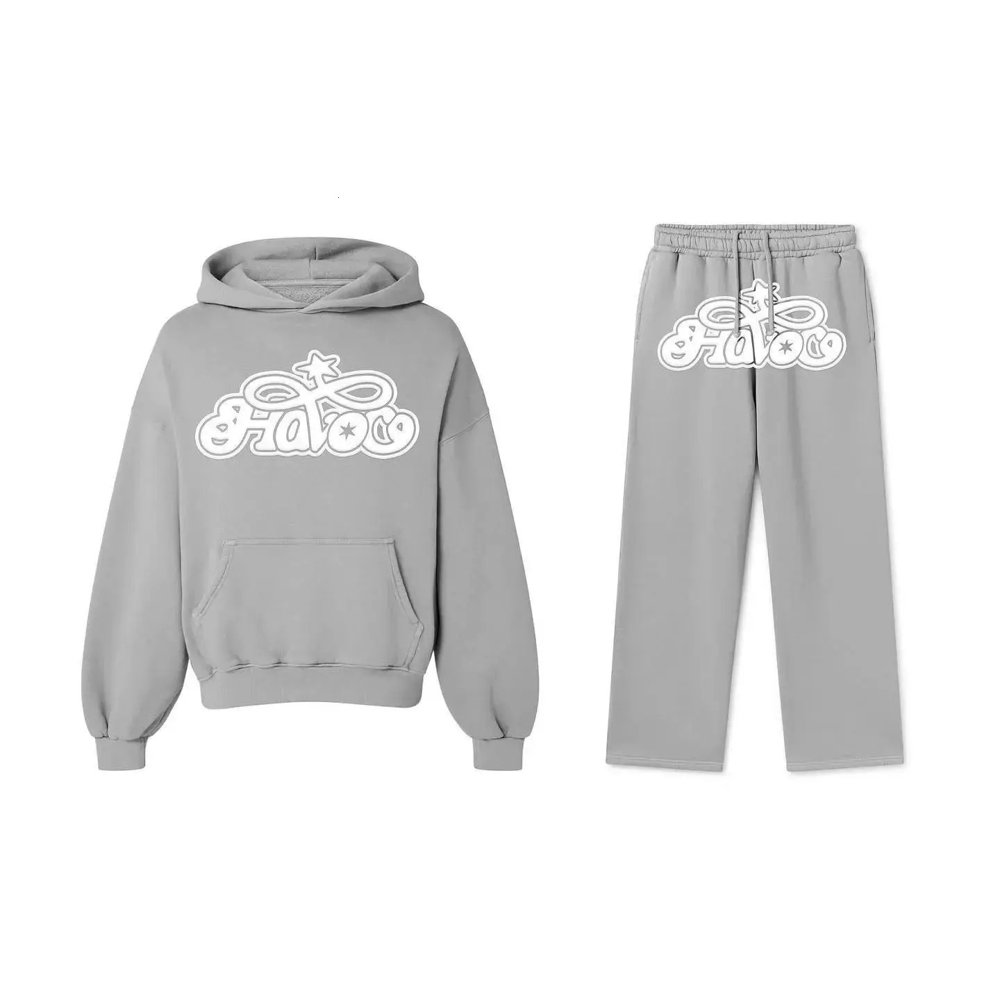 American retro hoodie sweatshirt trousers suit personalized trendy mens and womens letter printed high street two-piece set 241104