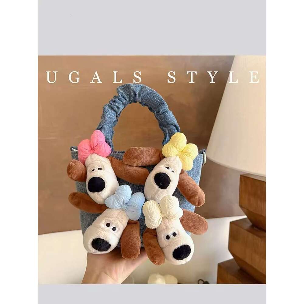 Fashion Cute Plush Toy Doll Denim Bucket Women's Handbag Large Capacity Shoulder Messenger Lady Purse Female Casual Bag