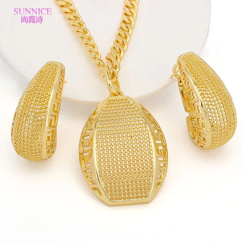 18k Gold Plated Jewelry Set for Women Bridal Jewellery Sets African Wedding Necklace and Earrings Set 241105