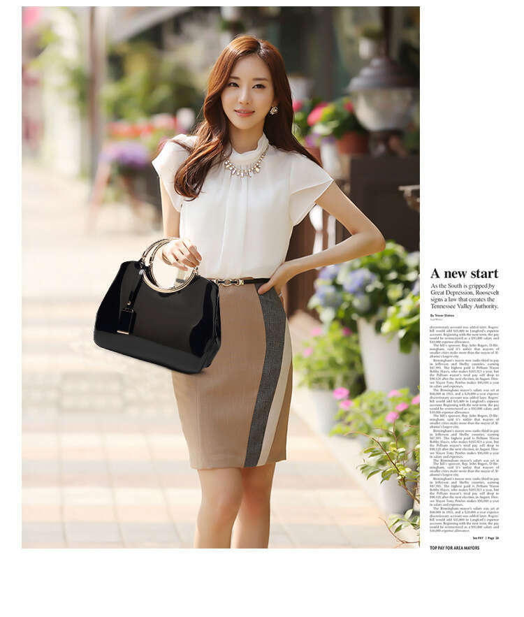 Designer Bag New European Fashion Women's One Shoulder Wedding Bag Bright Lacquer Leather Carrying Ring Cross Shoulder Handheld Bridal Bag