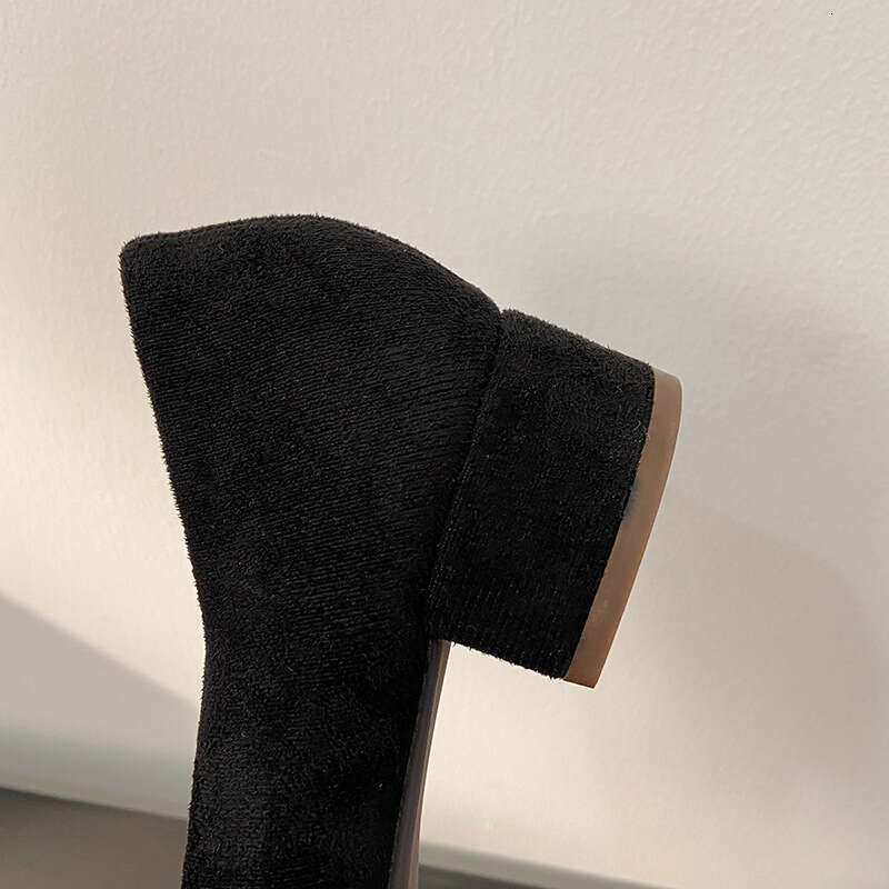 Rough Follow-Up For Women's Spring New Versatile Professional Work Shoes, Comfortable Suede Square Toe Shallow Mouth Low Heel Scoop Shoes