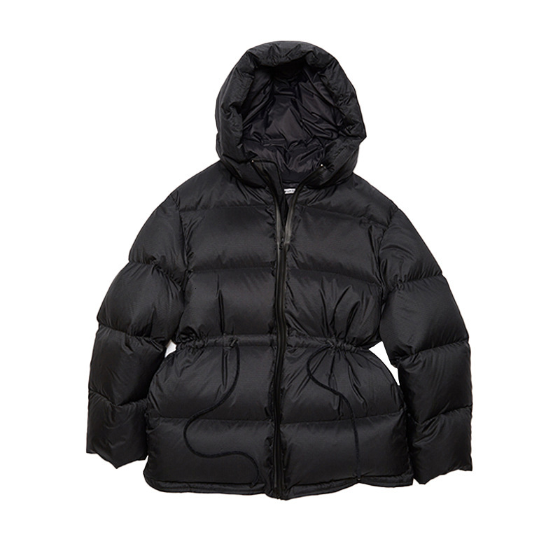 Winter Women Padded Thickened Coat Fashion Classic Drawstring Waist Loose Hooded Windproof Warm Duck Down Jacket Outerwear