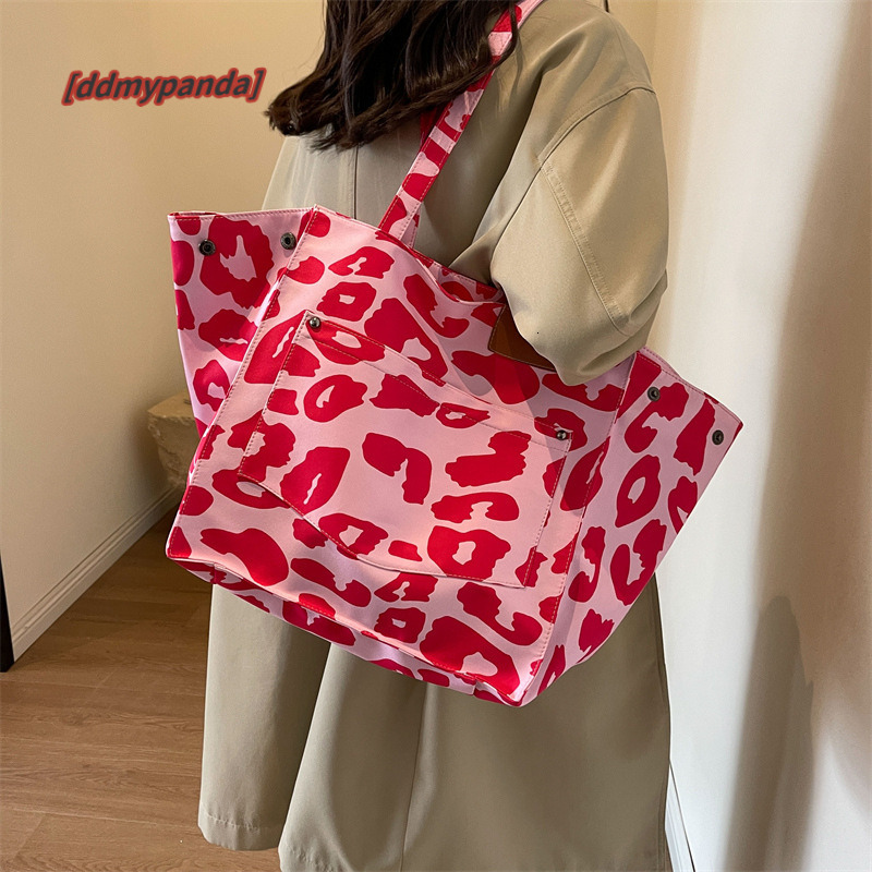 Korean version super popular large capacity tote women's new leopard print fashion trend versatile shoulder bag casual travel handbag #25 ddmypan