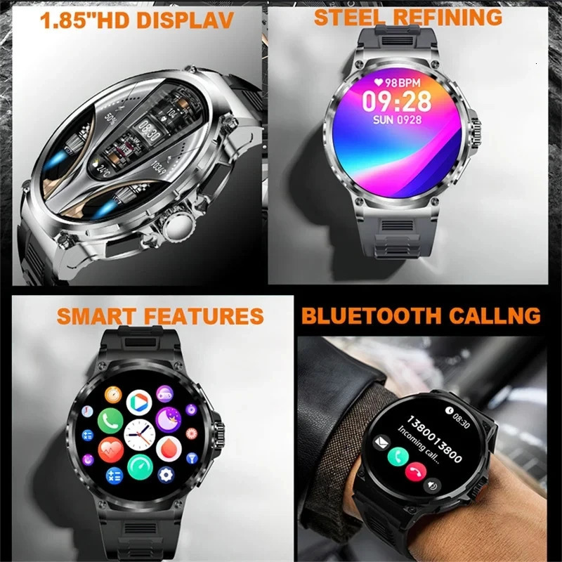 185inch ultra high definition smartwatch with GPS tracking Bluetooth calling 710 Mah large battery suitable for Huawei and sports fitness 241009