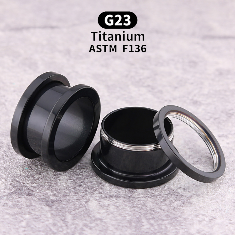 2pcs 3-16mm ASTM F-136 Titanium Pulley Ear Tunnels Plugs Black Gold Color Expander Stretcher Ear Gauges Piercing Body Jewelry Can be anodized