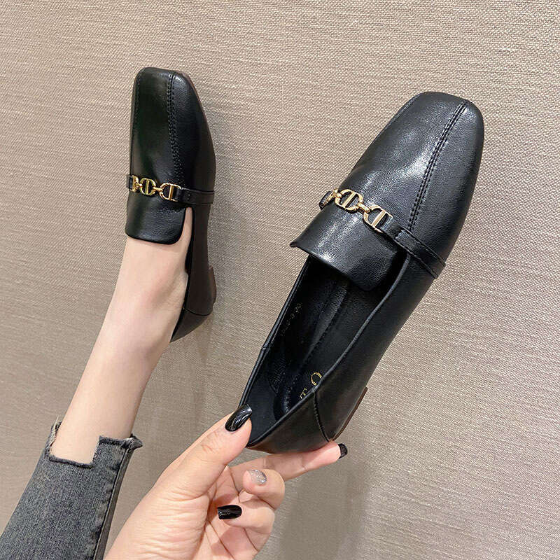 Little Leather Women In Spring 2023, Flat Bottomed Loafers For Lazy People, One Foot On A British Style Daily Single Shoe, Plus Size Shoes