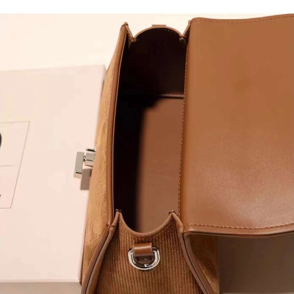 Designer Bag New Caramel Coffee Color Small Box Flap Bag Matte Suede + Split Leather Women Crossbody Shoulder Bag Daily-Use Winter Purse Saddle bag