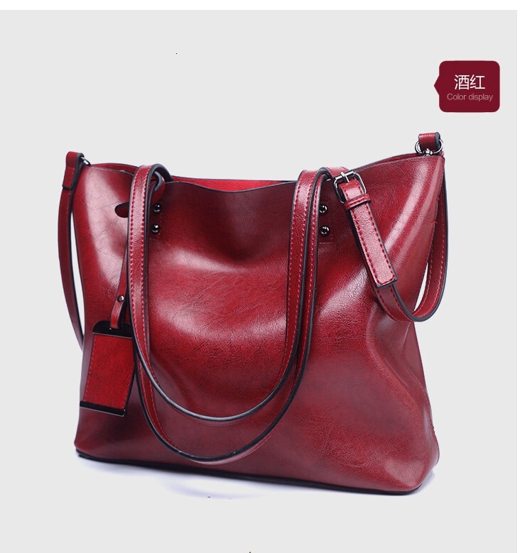 Designer's New Women's Fashion Handbag Oil Leather Large Capacity Single Shoulder Handheld Fashion Bag