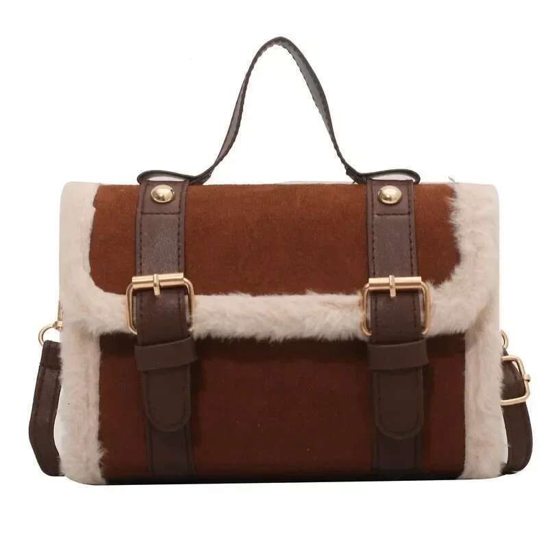 Designer Bag Lamb Wool Splicing Small Bag 2024 New Trend Versatile Handbag Fashionable Single Shoulder Crossbody Large Capacity Square Bags 19a