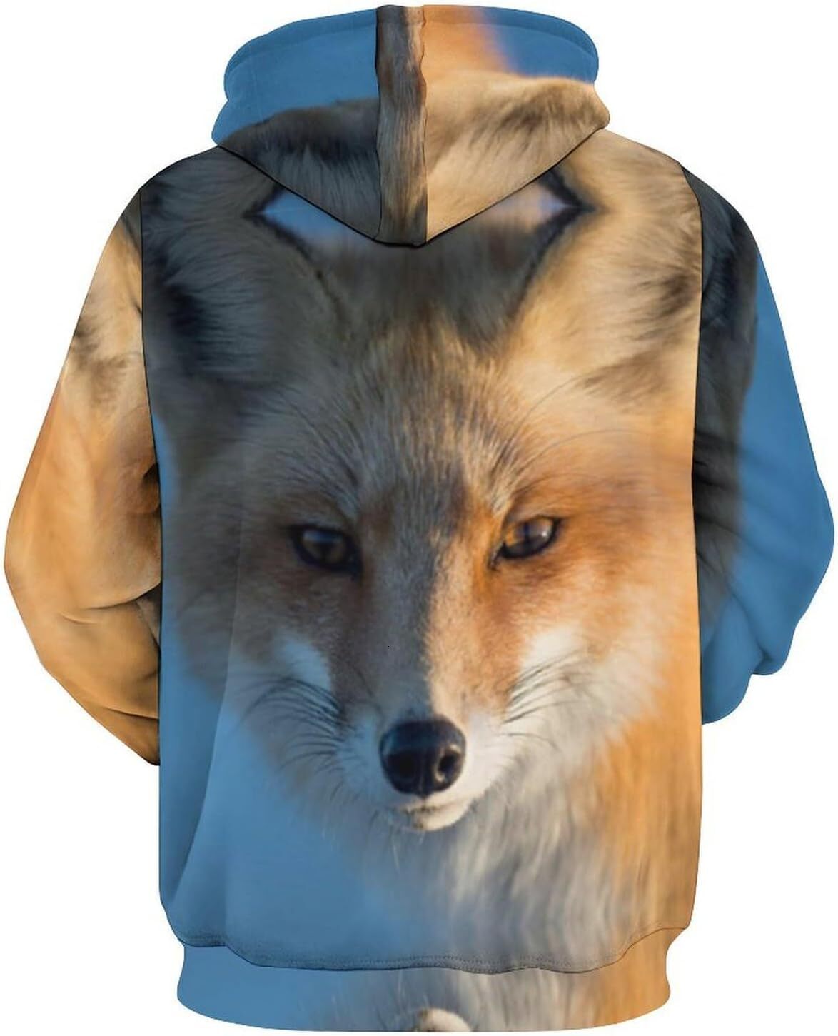 Hoodie for Mens Womens Red Fox Face Hoodies for Men 3D Print Pullover Loose Sweatshirt with Big Pockets Graphic Hoodies sweatshirt Fashionable
