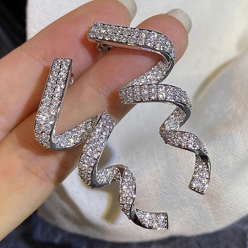 Choucong Brand Top Sell Ins Stud Earrings Vintage Jewelry 925 Sterling Silver Fill Pave White 5A Cubic Zircon Party Twisted lines Women Fashion Earrin
