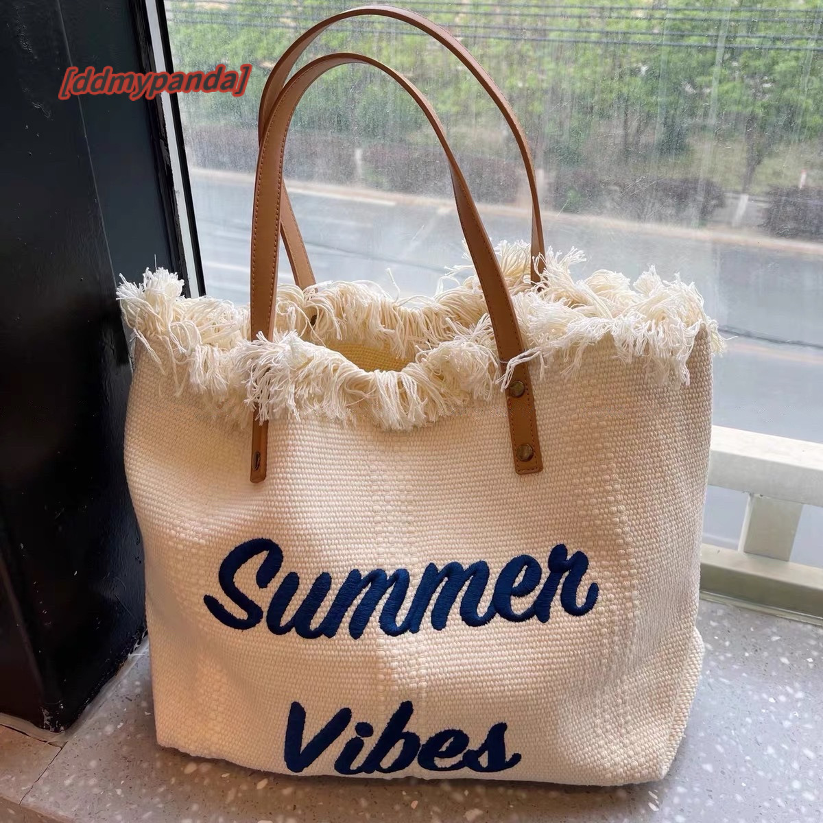 2022 new beach travel tote fashionable and simple tassel mommy large capacity single shoulder bag, trendy #17 ddmypanda
