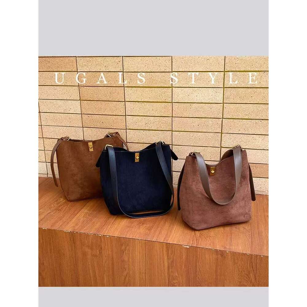 Autumn Winter Large Capacity Veet Bucket Women's Handbag Lady Purse Shoulder Underarm Female Casual Composite Bag