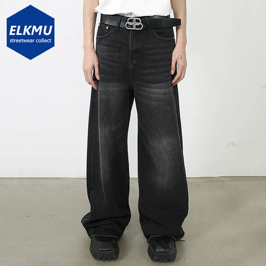 Vintage Baggy Jeans Men Black Blue Loose Straight Denim Pants Streetwear Retro Trousers Hip Hop Harajuku 241105