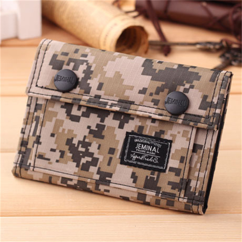 Student Casual Camouflage Designer Canvas Bag For Women Korean Style Short Wallet For Men, Trendy Style