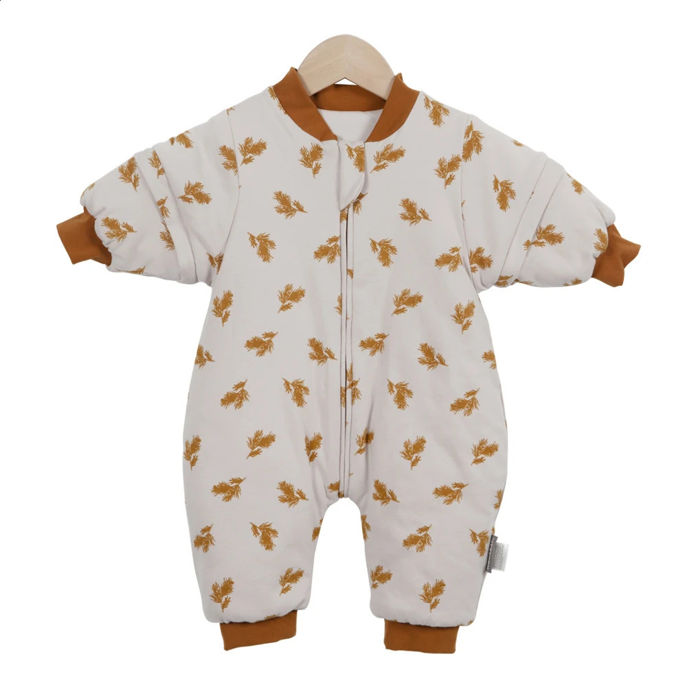 Baby sleeping bag with detachable sleeves warm winter childrens sleepwear baby sleepwear with 3 zippers 100% cotton baby sleeping bag 2.5Tog 241105bj