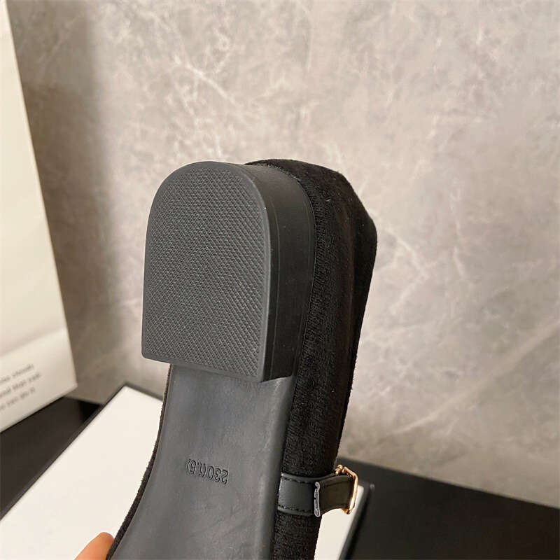One Line Mary Jane Korean Version Spring New Square Toe Shallow Mouth Soft Sole Fragrant Style Single Shoe Women's Low Heel Scoop Shoes
