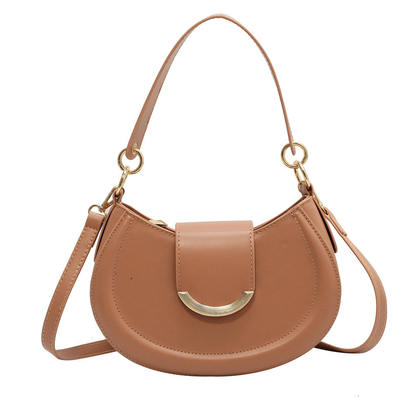 Designer's new women's fashionable simple handbag Western solid color texture single shoulder crossbody bag