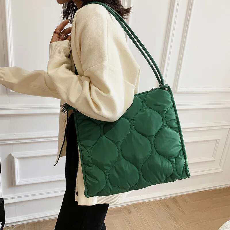 Designer Bag Winter Down Cotton Shoulder Bag Women Waterproof Tote Bags For Women Soft Fluffy Air Down Female Satchel Simple Crossbody Bag handbag