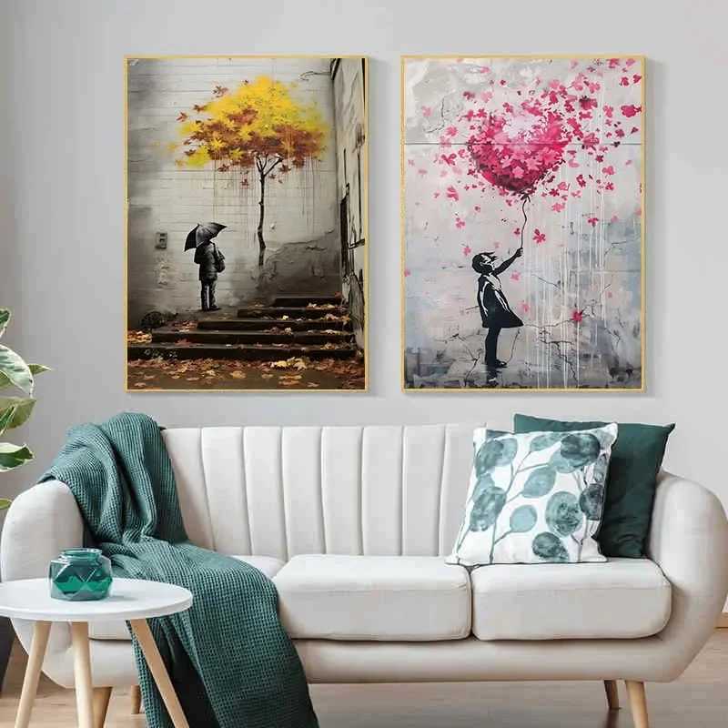 Banksy Graffiti Boy Girl with Balloon on Canvas Posters Prints Street Wall Art Painting for Living Room Home Decor CuadrosXJ241104