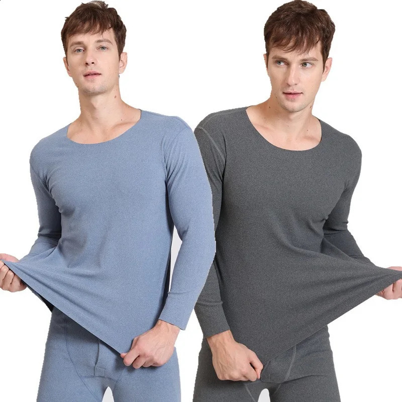 1pcs Autumn Winter Seamless Mens Long-sleeved Thermal Underwear Man Plus Size Round Neck Thin velvet Autumn clothes Tops XL-7XL 241105
