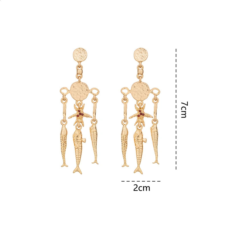 Cute Fish Gold Color Alloy Earrings Trendy Charm Animal Metal For Women Female Jewelry Accessories 241105