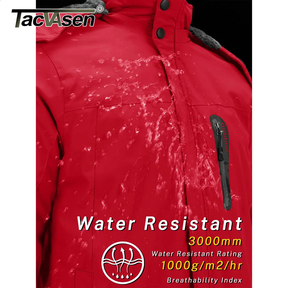 TACVASEN Winter Thicken Fleece Jacket Mens Waterproof Hiking Skiing Jackets Outdoor Mountain Trekking Windbreaker Parka Male 241105
