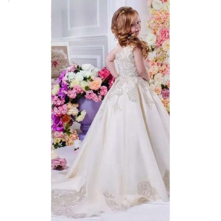 Lovely Wer Simple White Girls Dresses Jewel Sleeveless With Applique Back Zipper Birthday Custom Made Formal Party Gowns For Kids
