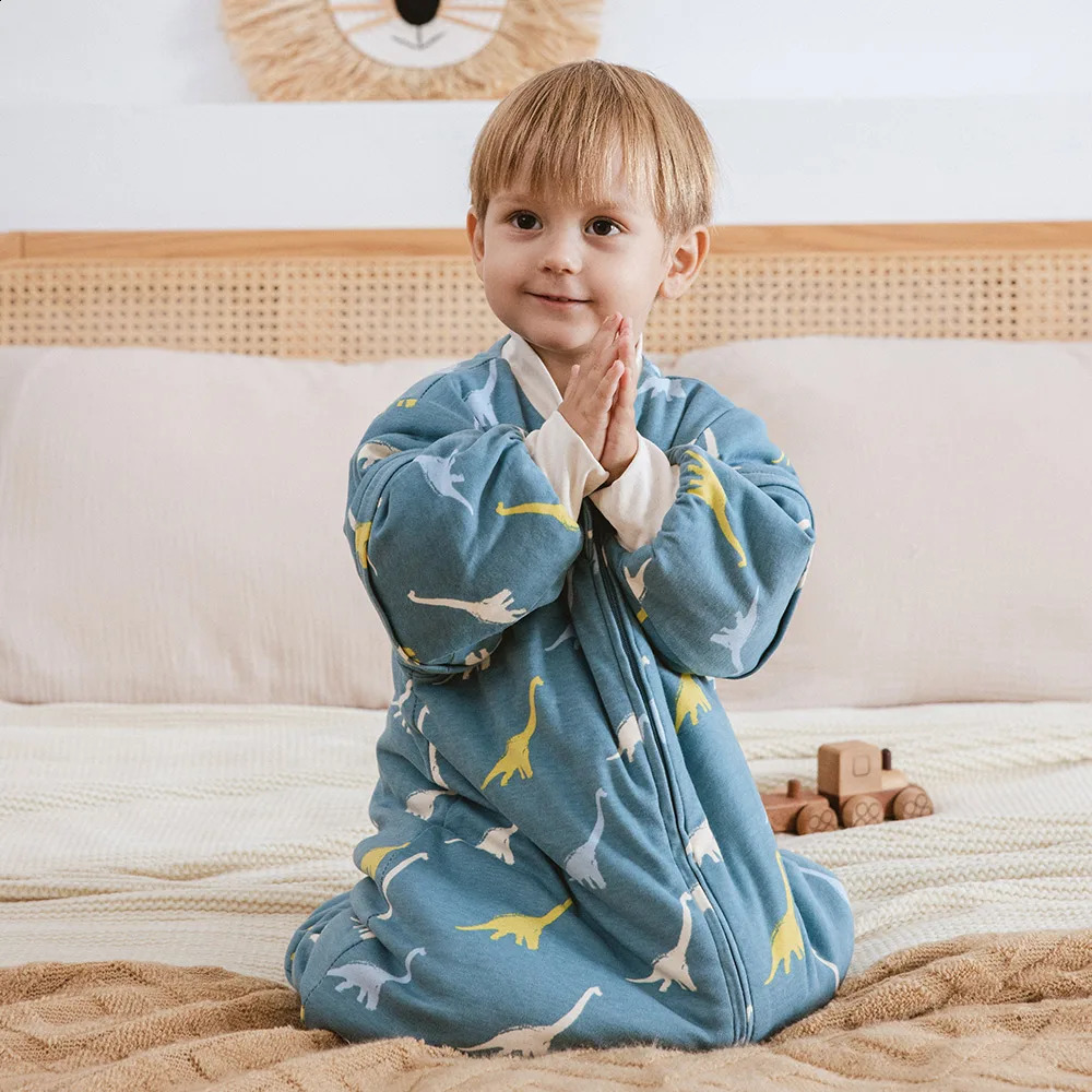 Baby sleeping bag with detachable sleeves warm winter childrens sleepwear baby sleepwear with 3 zippers 100% cotton baby sleeping bag 2.5Tog 241105bj