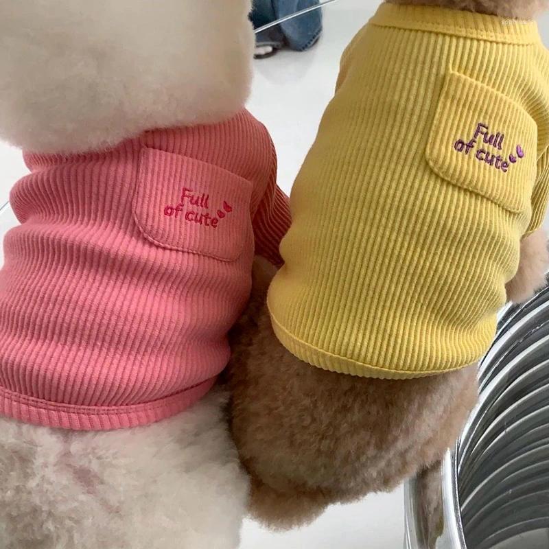 Dog Apparel Pet Soft Bottom Shirt Teddy Winter Clothes Bichon Pomeranian Solid Colour Vest Maltese Warm Pullover Xs-Xl