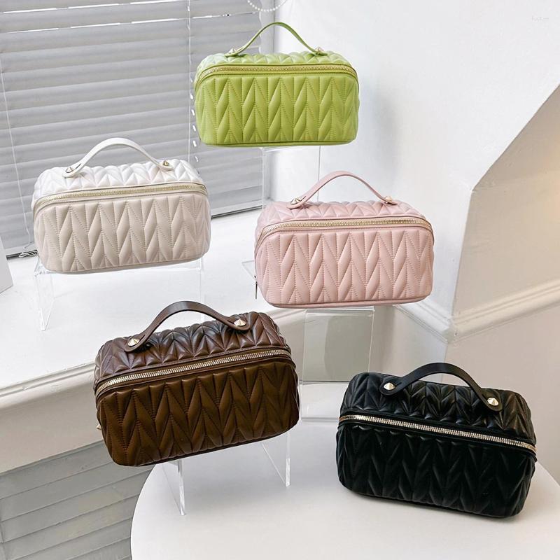 Cosmetic Bags PU Storage Bag Multifunctional Makeup Brush Large Capacity Lightweight With Zipper Portable For Holiday Gifts