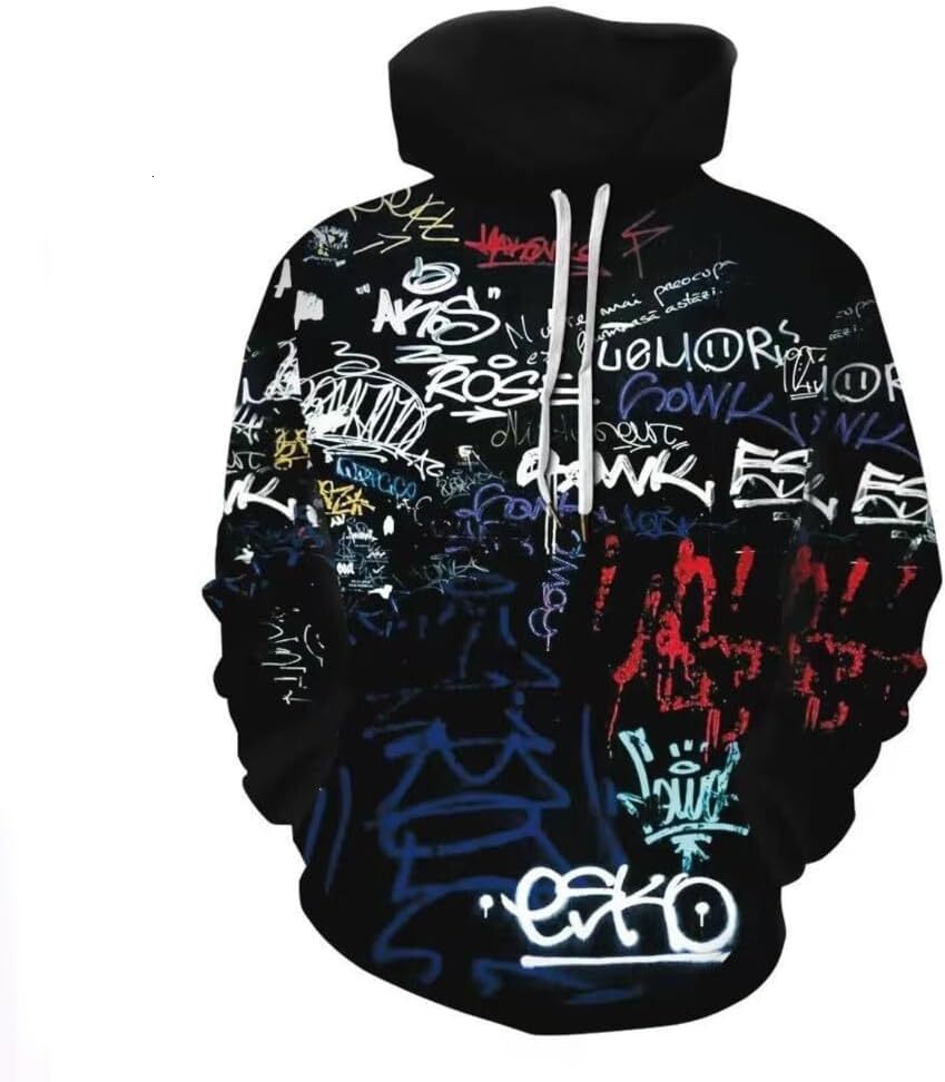 Hoodie for Mens Womens Mens 3d Printed Novelty Hoodie Hip Hop Graffiti Sweatshirt Casual Pockets Pullover Graphic color