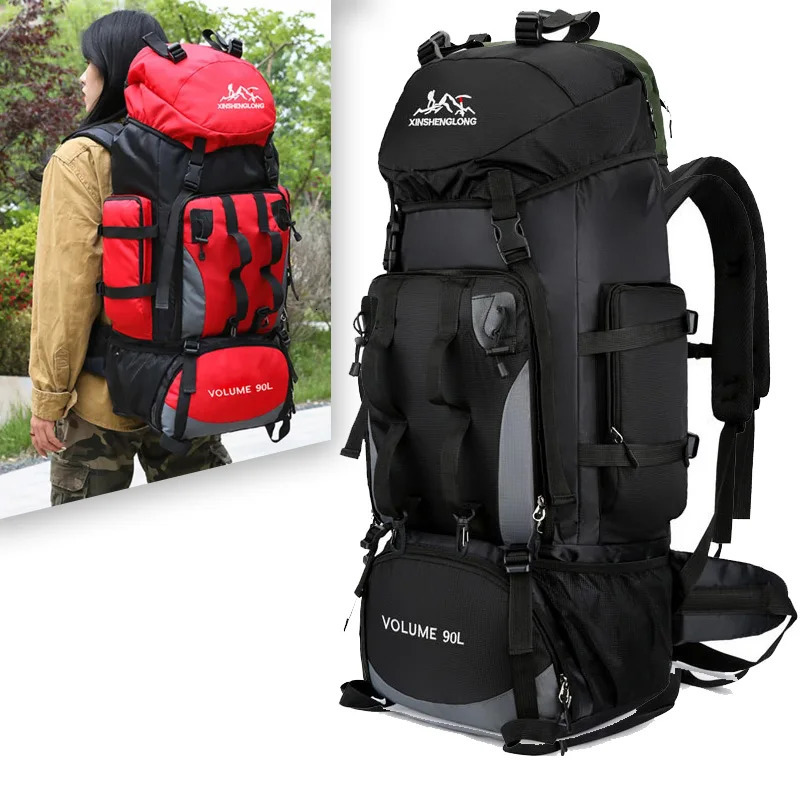 90L Waterproof Hiking Camping Backpack Trekking Bag Rucksack Large Capacity Travel Outdoor Sports Bags Camping Equipment Men 241104