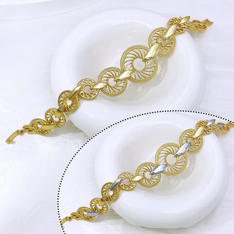 Unique Italian 18k Gold Plated Jewelry Set er Women Necklaces Jewelry Two Tone Party Accessories 241105