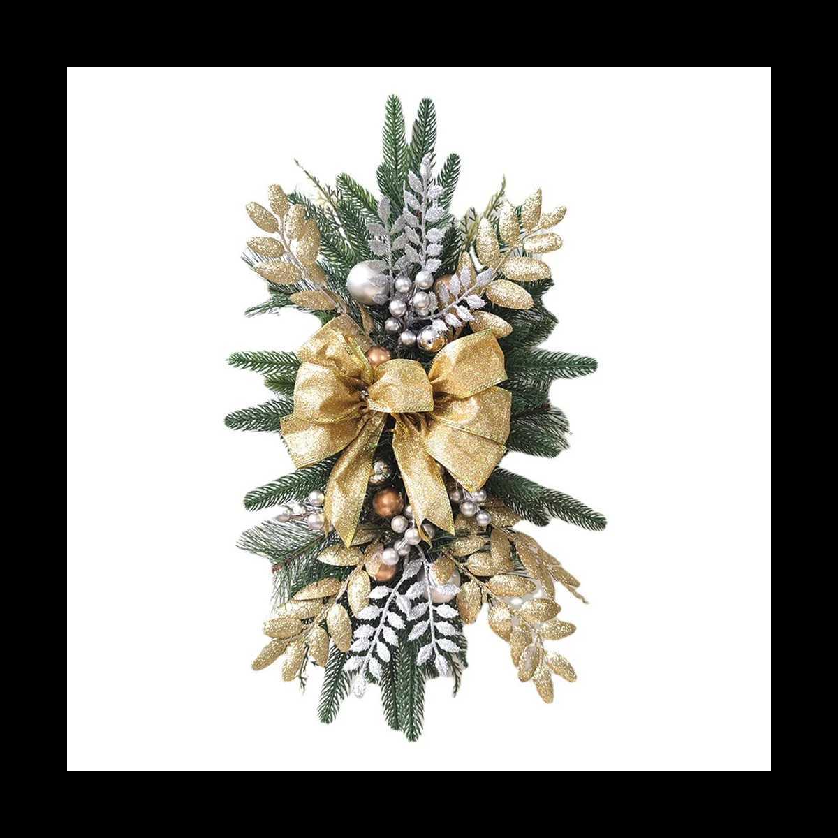 Christmas Swag Stair Christmas Garland for Stairs Door Fireplace Window Outdoor Indoor Christmas Decor GoldXJ241029